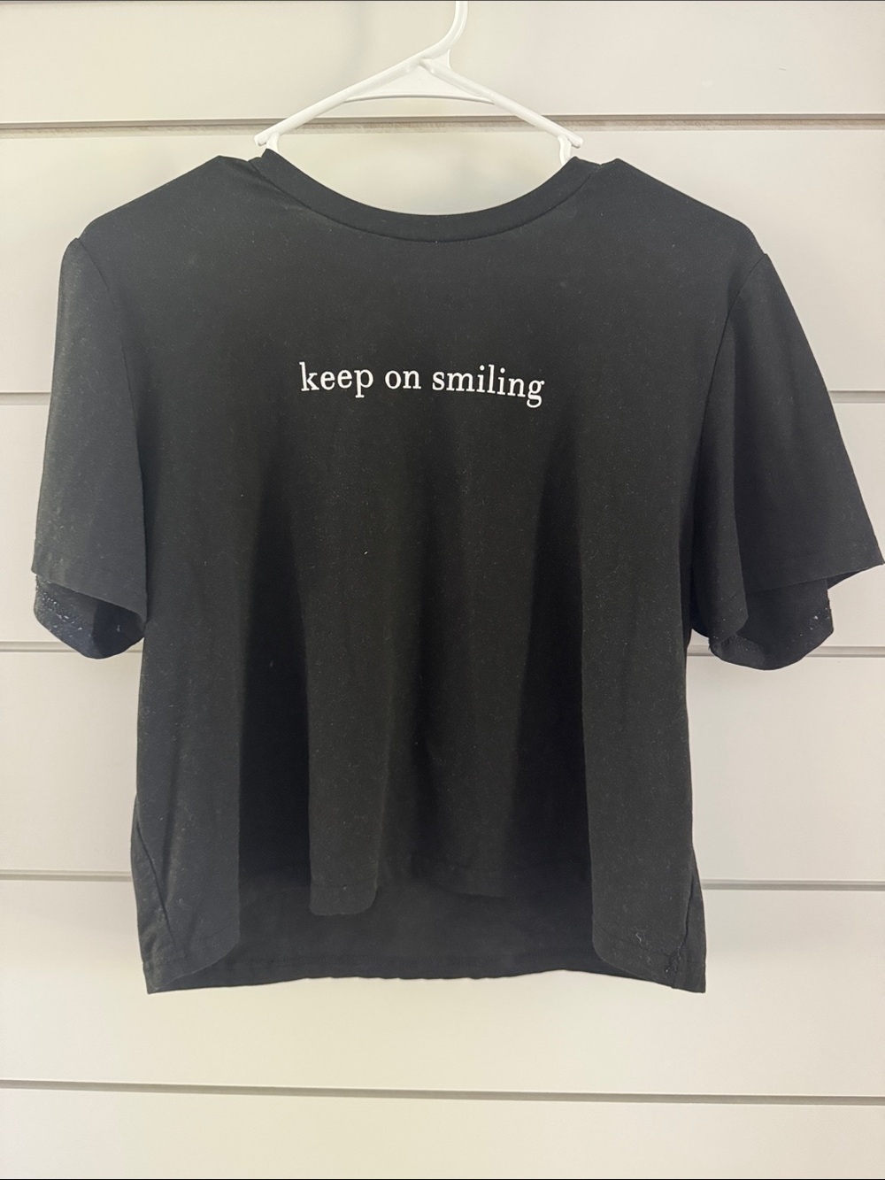 SHEIN Black Short Sleeve Tee "keep on smiling"